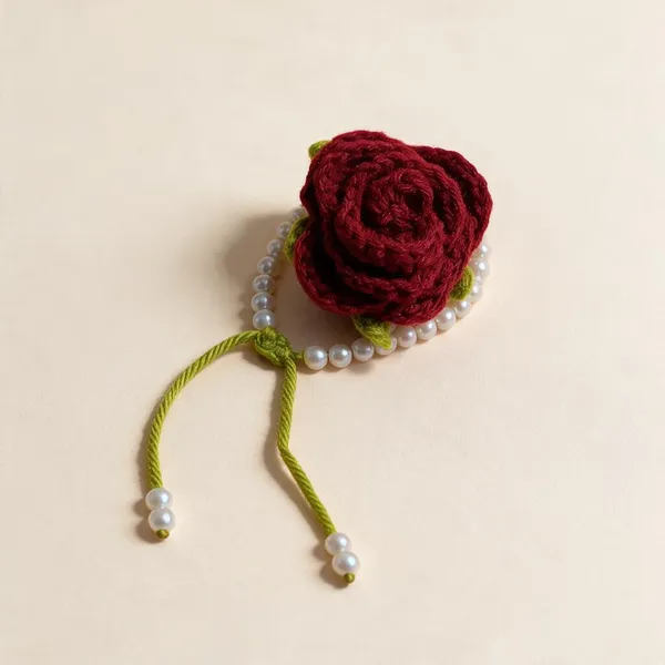 Red_Crochet_Yarn_Bracelet_For_Daily_Use,_Travel,_Airpods_Protection_Pack_Of_2