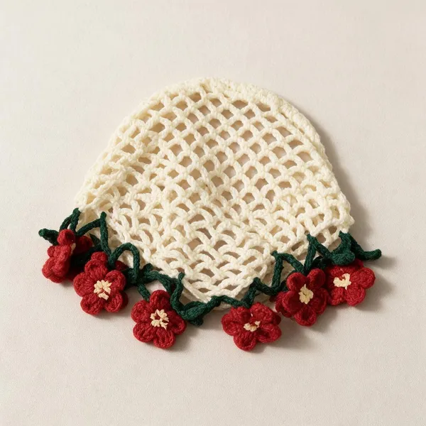 Cream_Crochet_Yarn_Hair_Bandana_For_Women,_Hair_Styling,_Daily_Wear