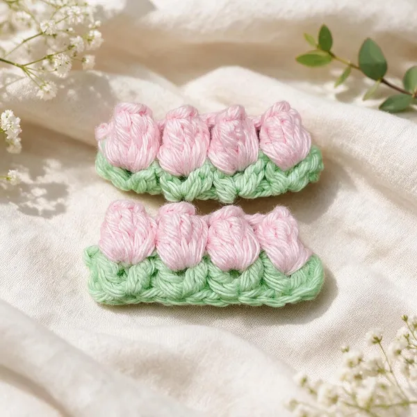 Pink_Crochet_Yarn_Hair_Clips_For_Women,_Gifting,_Traditional_Wear_Pack_Of_2