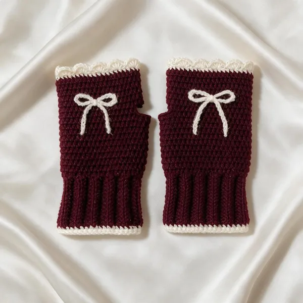 Maroon_And_White_Crochet_Yarn_Fingerless_Gloves_For_Women,_Winter_Wear,_Daily_Wear_Pack_Of_2