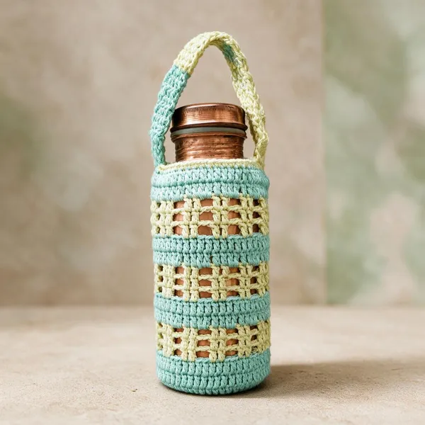 Multicolour_Crochet_Yarn_Water_Bottle_Holder_For_Home,_Travel,_Daily_Use