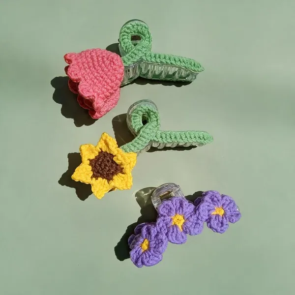 Multicolour_Crochet_Yarn_Hair_Clips_For_Women,_Hair_Styling,_Daily_Wear_Pack_Of_3