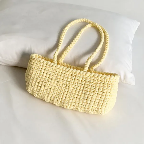 Yellow_Crochet_Yarn_Shoulder_Bag_For_Women,_Daily_Wear,_Shopping