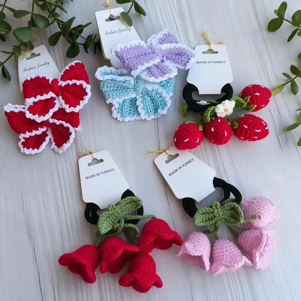 Multicolour_Crochet_Yarn_Hair_Ties_For_Women,_Hair_Styling,_Daily_Wear_Pack_Of_5