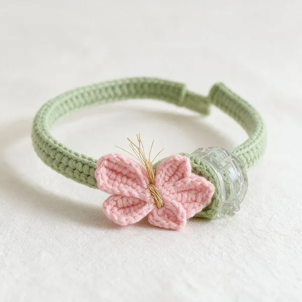Pink_And_Green_Crochet_Yarn_Headband_For_Women,_Hair_Styling,_Daily_Wear