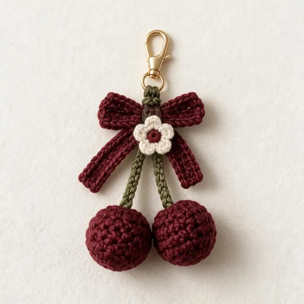 Burgundy_Crochet_Yarn_Phone_Charm_For_Women,_Phone_Accessories,_Gifting