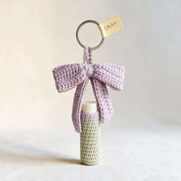 Purple_And_White_Crochet_Yarn_Keychain_For_All_Ages,_Gifting,_Bag_Accessories