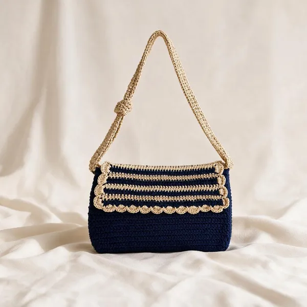 Navy_Blue_Crochet_Yarn_Sling_Bag_For_Women,_Daily_Wear,_Shopping