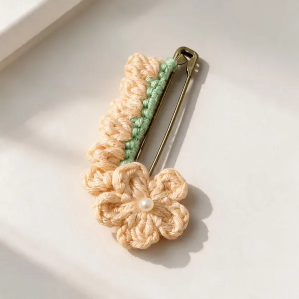 Peach_Crochet_Yarn_Brooch_For_Women,_Gifting,_Fashion_Pack_Of_5