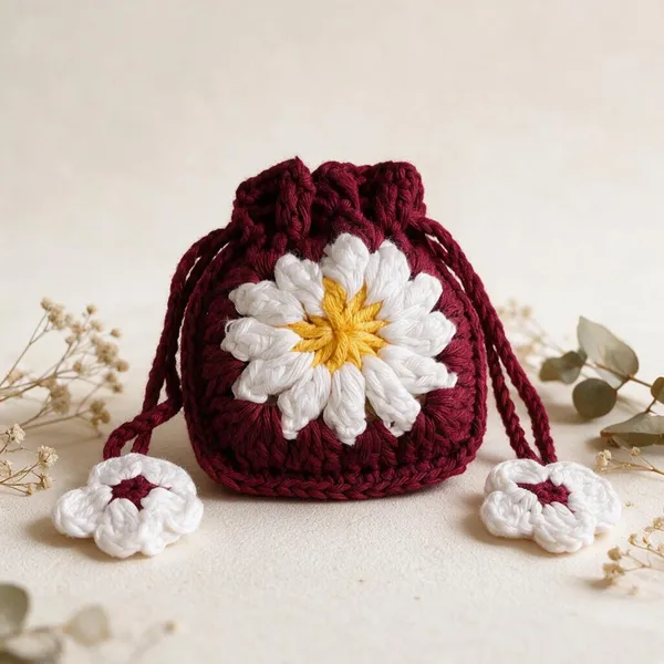 Red_And_White_Crochet_Yarn_Sling_Pouch_For_Women,_Fashion,_Daily_Wear_Pack_Of_2