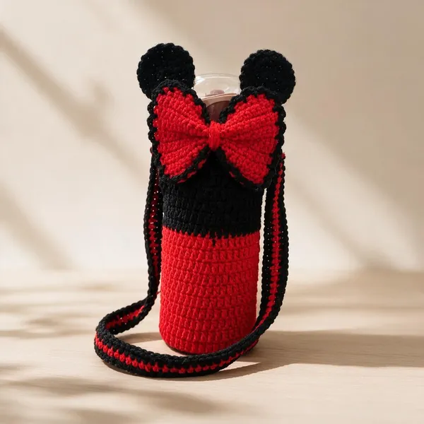 Red_And_Black_Crochet_Yarn_Bottle_Holder_For_Women,_Travel,_Daily_Use