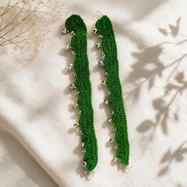 Green_Crochet_Yarn_Anklets_For_Women,_Traditional_Wear,_Daily_Wear_Pack_Of_2