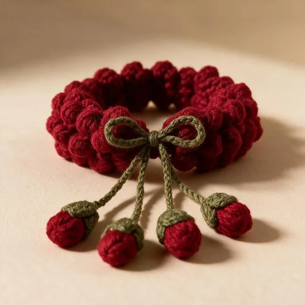 Red_Crochet_Yarn_Bracelet_For_All_Ages,_Gifting,_Bag_Accessories_Pack_Of_2