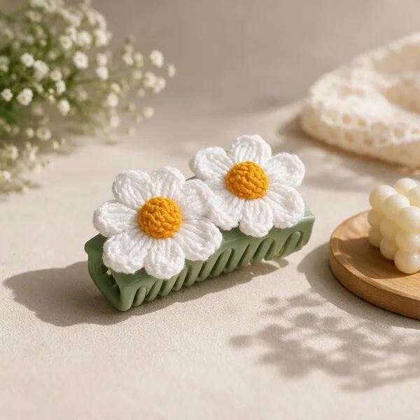 White_Crochet_Yarn_Hair_Claw_Clip_For_Girls,_Hair_Styling,_Daily_Wear_Pack_Of_2