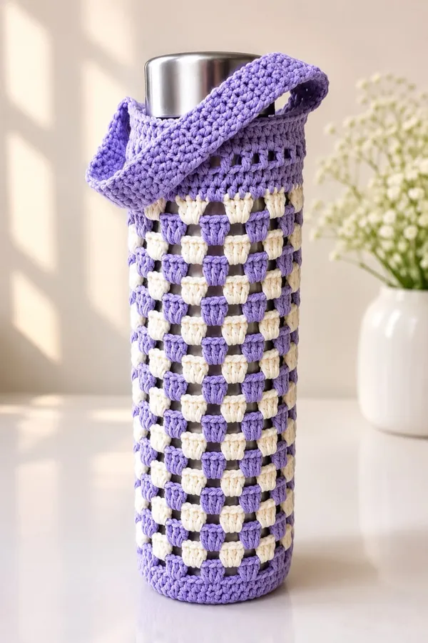Lavender_Crochet_Yarn_Bottle_Holder_For_Home,_Travel,_Daily_Use