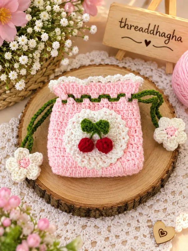 Multicolour_Crochet_Yarn_Drawstring_Pouch_For_Home_Decor,_Gifting,_Decorative_Use_Pack_Of_2
