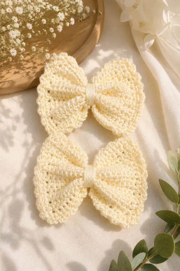 Cream_Crochet_Yarn_Hair_Clip_For_Women,_Hair_Styling,_Daily_Wear_Pack_Of_2