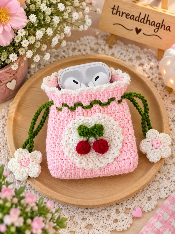 Multicolour_Crochet_Yarn_Earbud_Pouch_For_Girls,_School,_Daily_Use_Pack_Of_2
