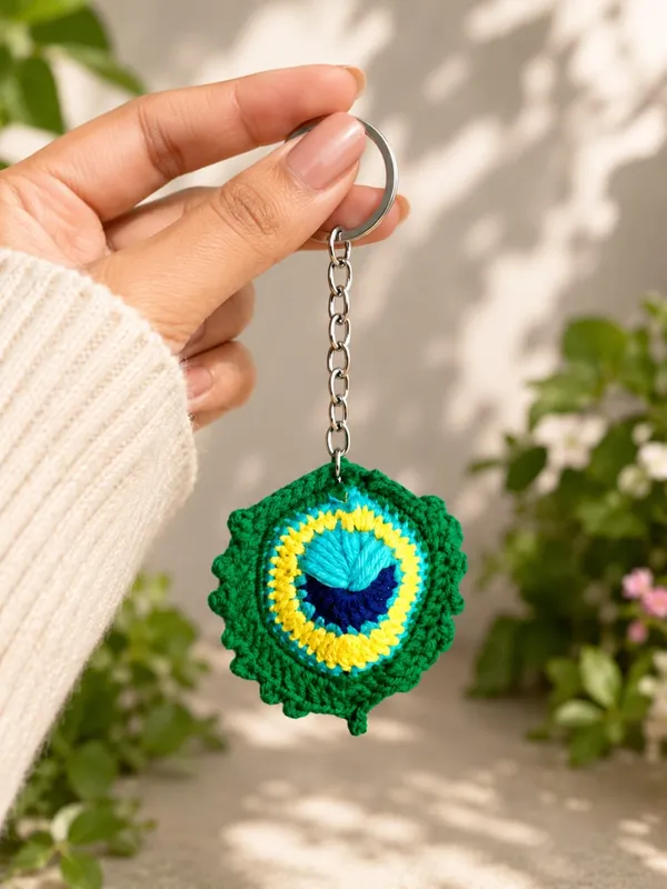 Green_Crochet_Yarn_Keychain_For_All_Ages,_Gifting,_Bag_Accessories_Pack_Of_2