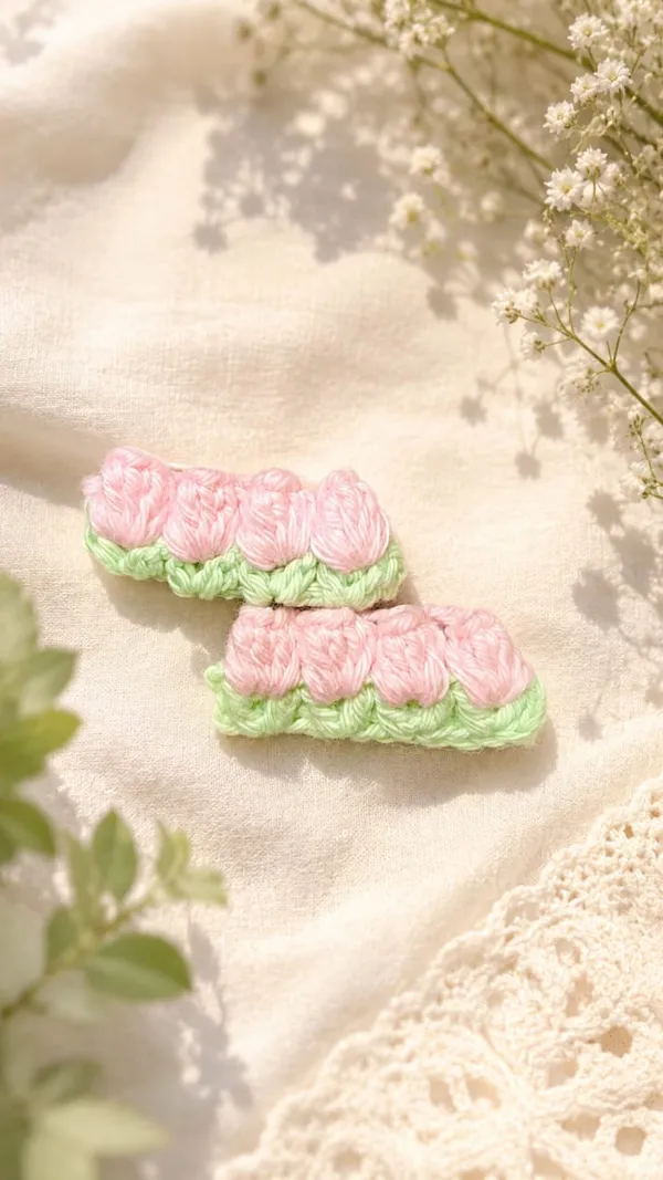 Pink_Crochet_Yarn_Hair_Clips_For_Women,_Gifting,_Traditional_Wear_Pack_Of_2