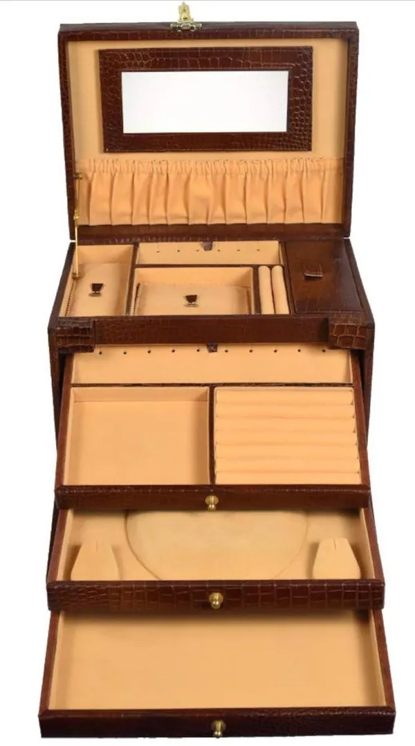 Brown_Leather_Textured_Multi-Tier_Jewellery_Organizer_Box