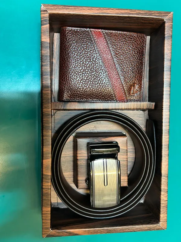 Brown_Textured_Wallet_&_Black_Leather_Belt_Set_For_Men