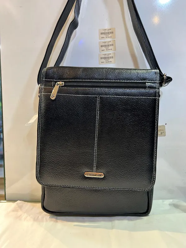 Black_Leather_Textured_Crossbody_Sling_Bag_For_Men