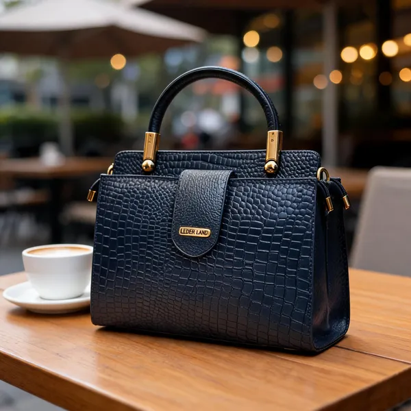 Navy_Textured_Leather_Structured_Handbag_For_Women