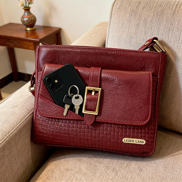 Maroon_Leather_Textured_Shoulder_Bag_For_Women