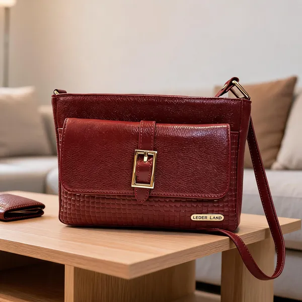 Maroon_Leather_Textured_Shoulder_Bag_For_Women