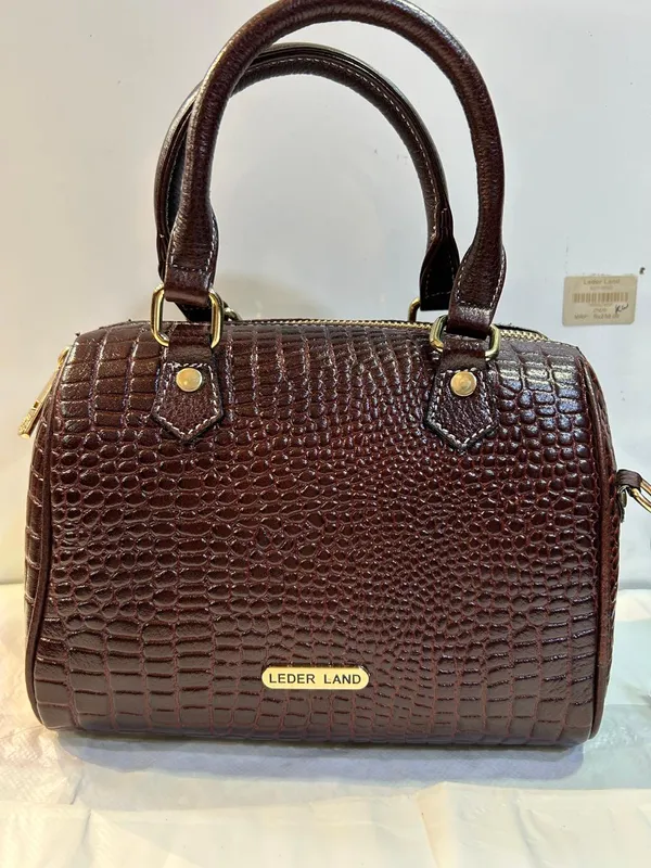 Brown_Embossed_Leather_Structured_Handbag_For_Women