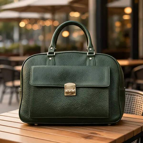 Green_Leather_Textured_Structured_Handbag_For_Women
