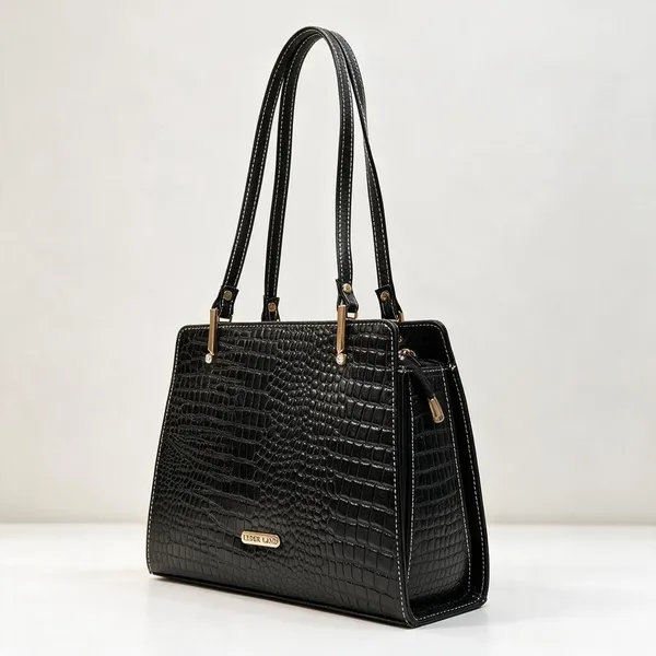 Black_Croc_Embossed_Tote_Handbag_for_Women