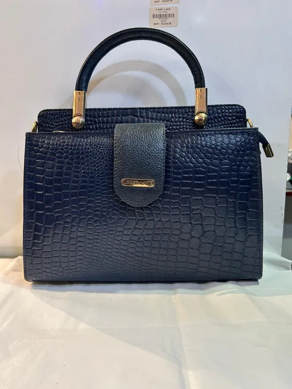 Navy_Textured_Leather_Structured_Handbag_For_Women