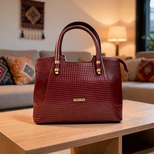 Maroon_Textured_Leather_Structured_Handbag_For_Women