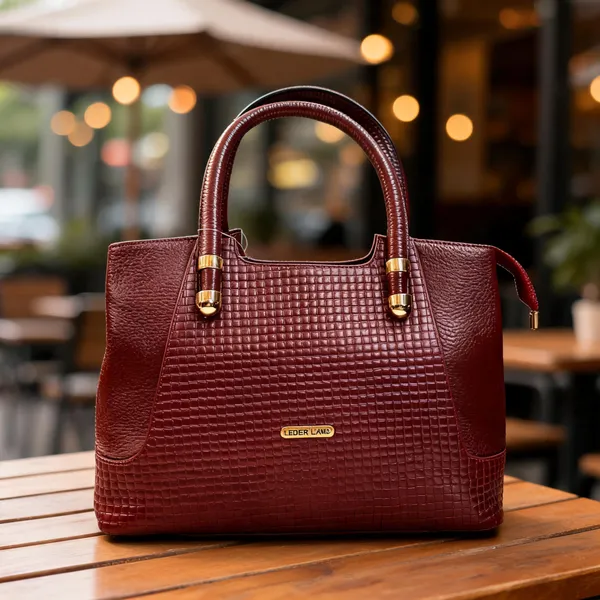 Maroon_Textured_Leather_Structured_Handbag_For_Women