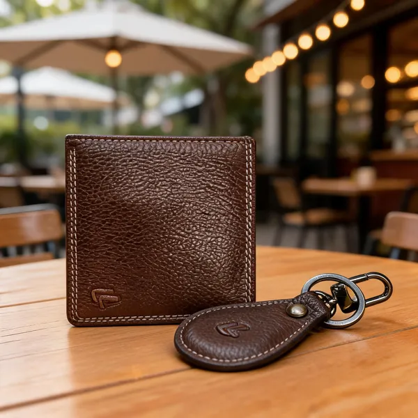 Brown_Leather_Textured_Wallet_&_Keychain_Set_For_Men