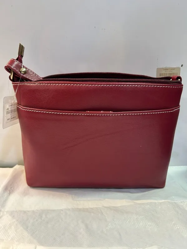 Maroon_Leather_Quilted_Zipper_Pouch_For_Women