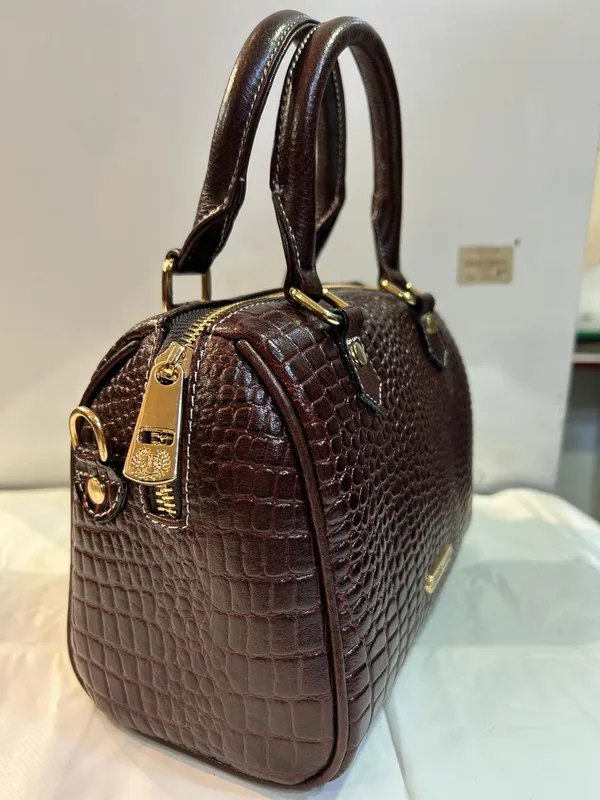 Brown_Embossed_Leather_Structured_Handbag_For_Women