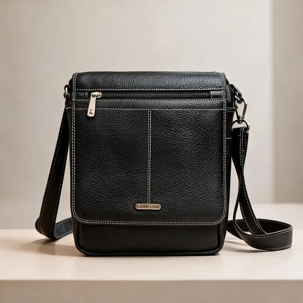 Black_Leather_Textured_Crossbody_Sling_Bag_For_Men