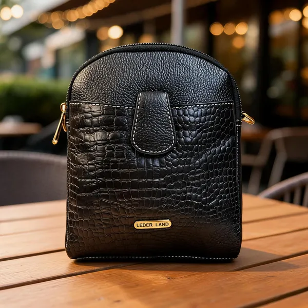 Black_Leather_Crocodile_Texture_Sling_Bag_For_Women