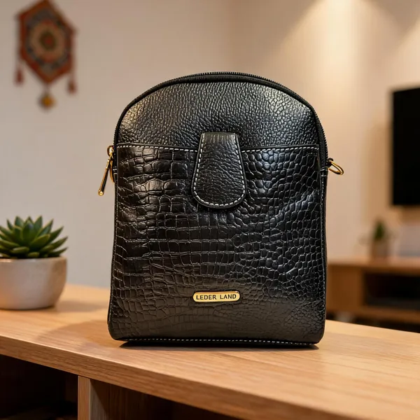 Black_Leather_Crocodile_Texture_Sling_Bag_For_Women