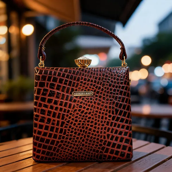 Brown_Crocodile_Textured_Leather_Structured_Handbag_For_Women