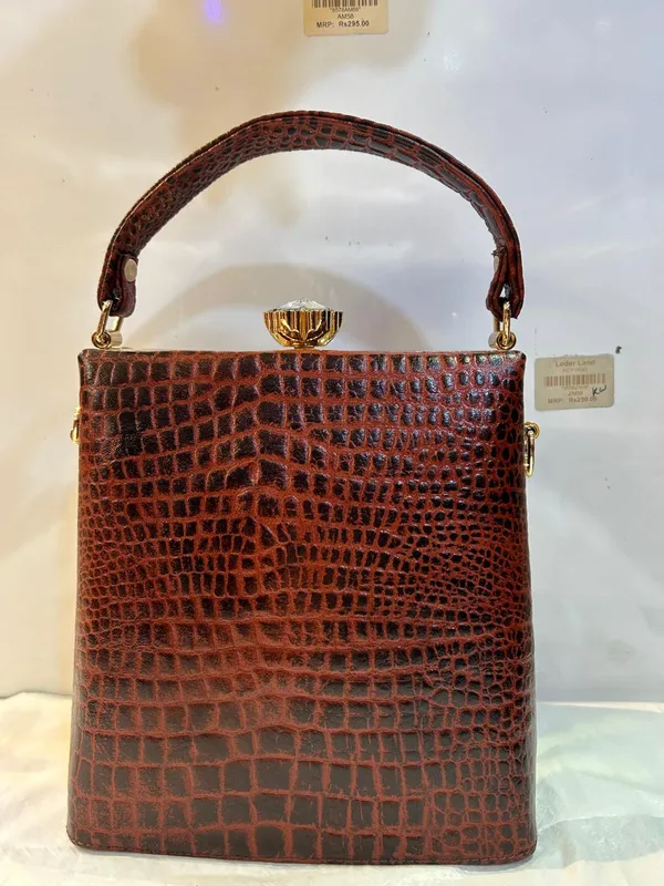 Brown_Crocodile_Textured_Leather_Structured_Handbag_For_Women