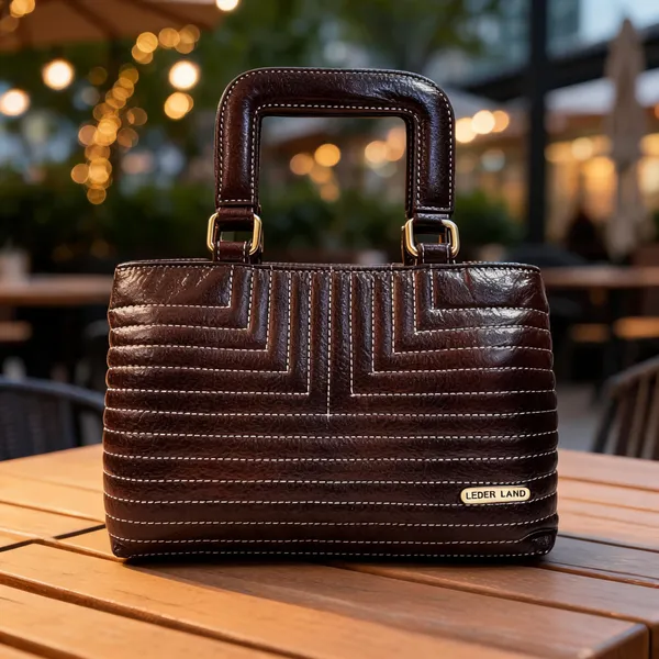 Brown_Leather_Textured_Structured_Handbag_For_Women