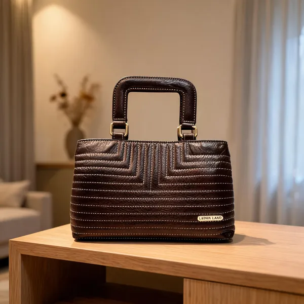 Brown_Leather_Textured_Structured_Handbag_For_Women