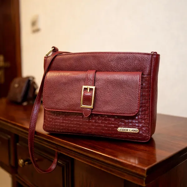 Maroon_Leather_Textured_Shoulder_Bag_For_Women