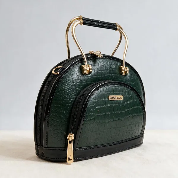 Dark_Green_Textured_Structured_Handbag_for_Women