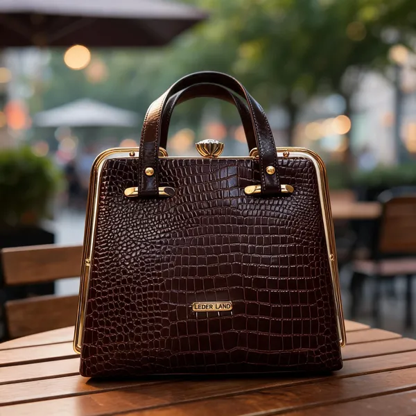 Brown_Crocodile_Textured_Leather_Structured_Handbag_For_Women