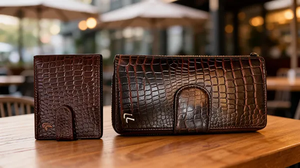 Brown_Leather_Textured_Wallet_Set_For_Men